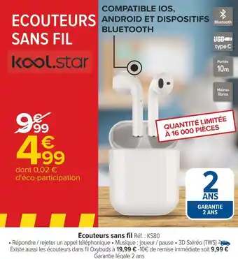 Carrefour Ecouteurs sans fil offre