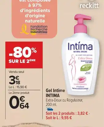 Carrefour Intima gel intime offre
