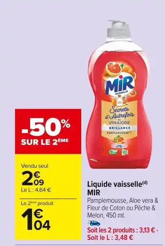 Carrefour Market Mir liquide vaisselle(d) offre