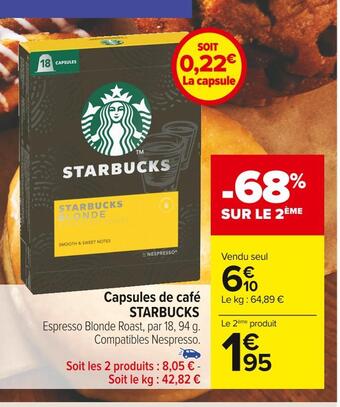 Carrefour Market Starbucks capsules de café offre