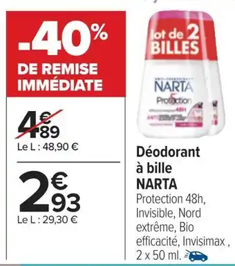 Carrefour Narta déodorant à bille offre