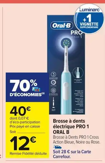 Carrefour Market Oral b brosse à dents électrique pro 1 offre