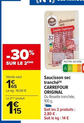 Carrefour Market Carrefour original saucisson sec tranché offre