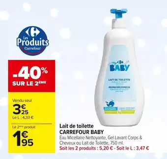 Carrefour Market Carrefour baby lait de toilette offre