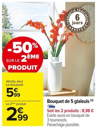 Carrefour Market Bouquet de 5 glaïeuls offre