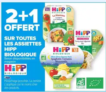 Carrefour Market Hipp biologique 2+1 offert sur toutes les assiettes hipp biologique offre
