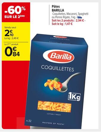 Carrefour Market Barilla pâtes offre