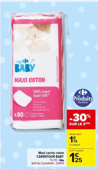 Carrefour Market Carrefour baby maxi carrés coton offre