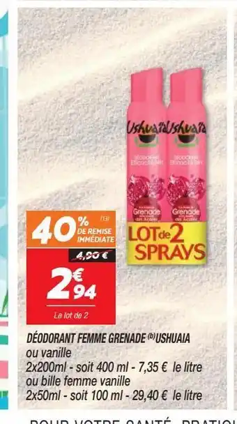 Netto Déodorant femme grenade ushuaia offre
