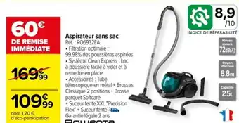 Carrefour Aspirateur sans sac Réf. : RO6932EA offre