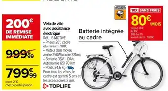 Carrefour Vélo de ville avec assistance électrique Réf. : E-MOTIVE offre