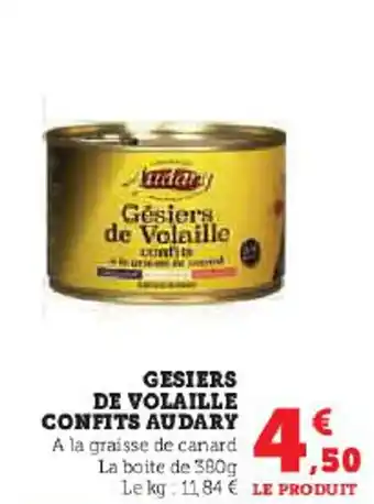 GESIERS DE VOLAILLE CONFITS AUDARY A la graisse de canard La boite de 380g