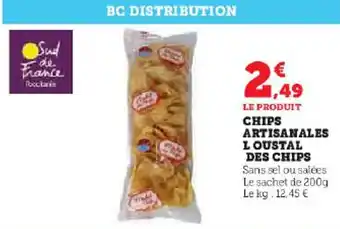 Super U CHIPS ARTISANALES LOUSTAL DES CHIPS Sans sel ou salées Le sachet de 200g Le kg: 12,45 € offre