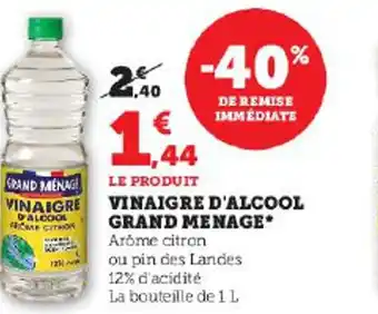 Hyper U VINAIGRE D'ALCOOL GRAND MENAGE* Arôme citron offre