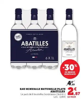 Hyper U EAU MINERALE NATURELLE PLATE ABATILLES offre