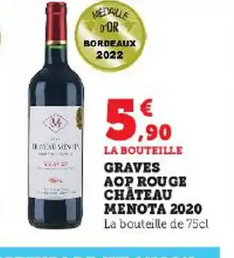Hyper U LA BOUTEILLE GRAVES AOP ROUGE CHATEAU offre