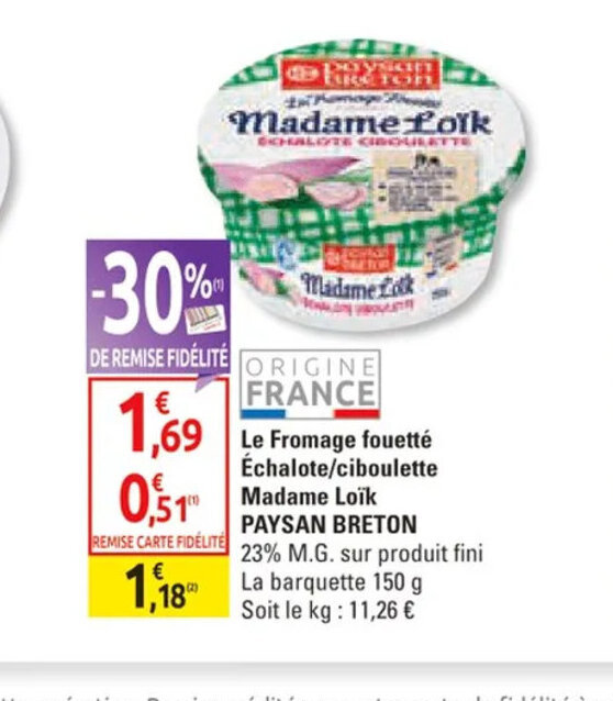 Promo Le Fromage fouetté Échalote/ciboulette chez Diagonal