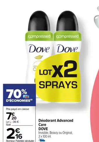 Carrefour Déodorant Advanced Care DOVE offre