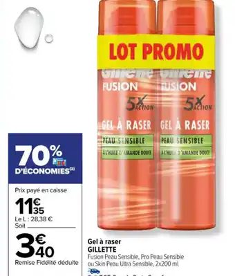 Carrefour Gel à raser GILLETTE offre