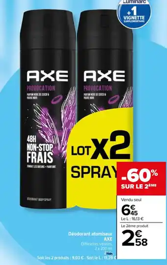 Carrefour Déodorant atomiseur AXE Différentes variétés, offre