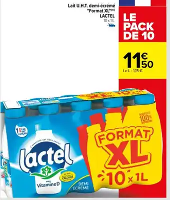 Carrefour Lait U.H.T. demi-écrémé "Format XL"(m) offre