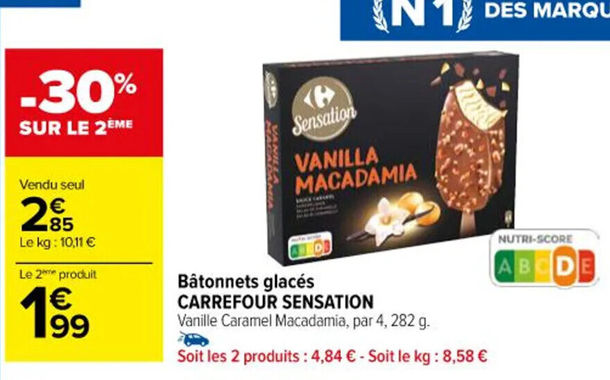 Promo glacés CARREFOUR SENSATION chez Carrefour