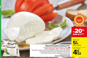 Carrefour Mozzarella di bufala campana A.O.P. offre