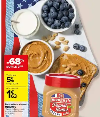 Carrefour Beurre de cacahuètes MENGUY'S offre