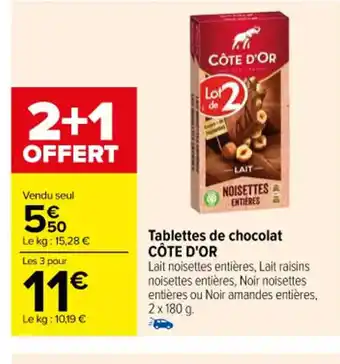 Carrefour Tablettes de chocolat CÔTE D'OR offre
