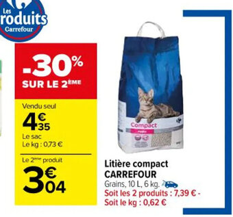 Carrefour Litière compact CARREFOUR Grains, 10 L, 6 kg. offre
