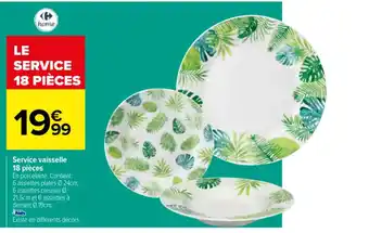 Carrefour Service vaisselle 18 pièces offre