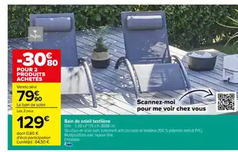 Carrefour Bain de soleil textilène offre