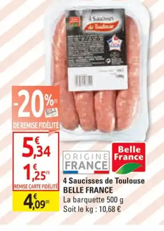 Diagonal 4 Saucisses de Toulouse BELLE FRANCE offre