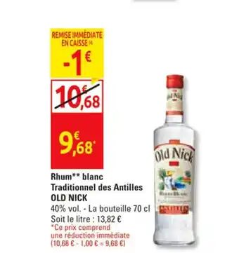 Diagonal Rhum** blanc Traditionnel des Antilles OLD NICK offre