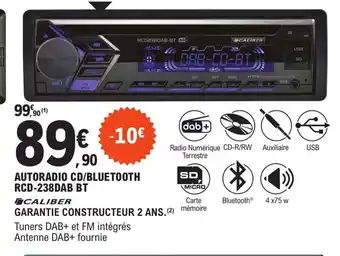 E.Leclerc L'Auto AUTORADIO CD/BLUETOOTH RCD-238DAB BT offre