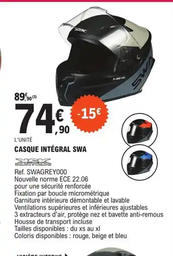 E.Leclerc L'Auto CASQUE INTÉGRAL SWA offre