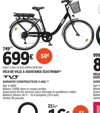 E.Leclerc L'Auto VÉLO TOUT TERRAIN À ASSISTANCE ÉLECTRIQUE(²) GARANTIE CONSTRUCTEUR 2 ANS. (³) offre