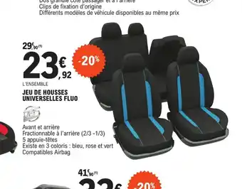 E.Leclerc L'Auto JEU DE HOUSSES UNIVERSELLES FLUO offre