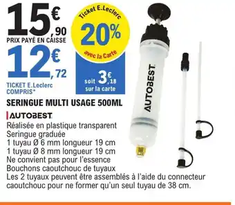 E.Leclerc L'Auto SERINGUE MULTI USAGE 500ML offre