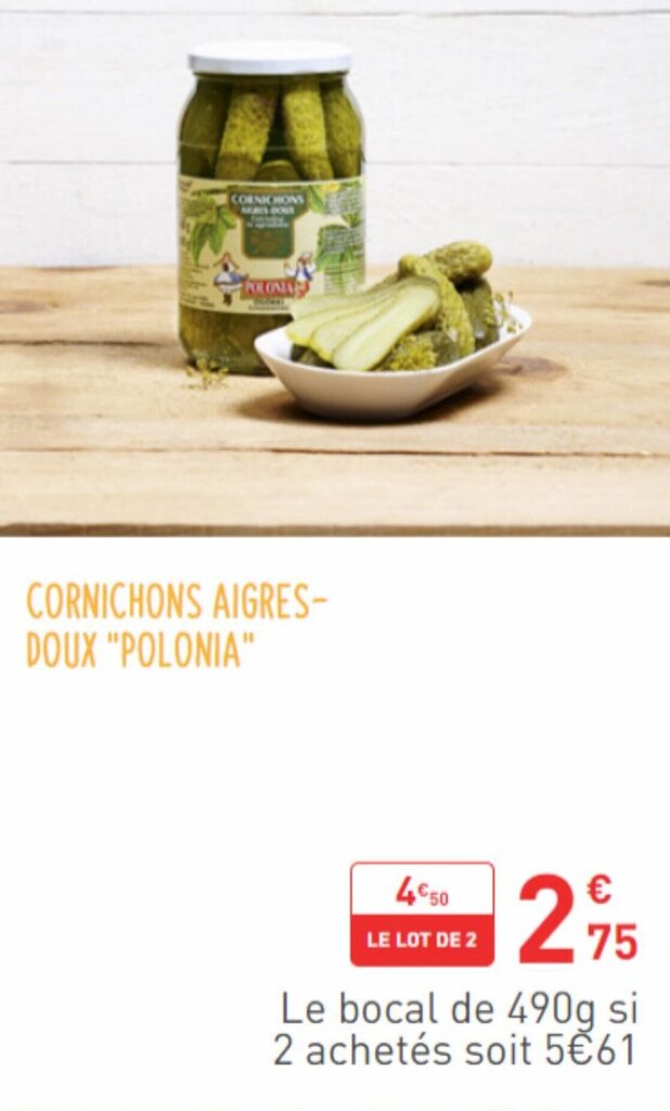 Promo CORNICHONS AIGRESDOUX "POLONIA" chez Grand Frais