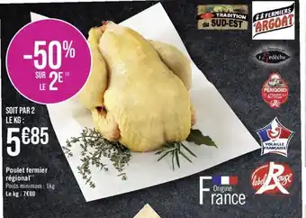 Géant Casino Poulet fermier régional** Poids minimum: 1kg Le kg : 7€80 offre