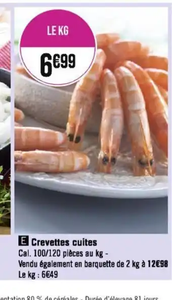 Géant Casino E Crevettes cuites Cal. 100/120 pièces au kg - offre