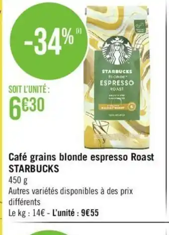 Géant Casino Café grains blonde espresso Roast STARBUCKS offre
