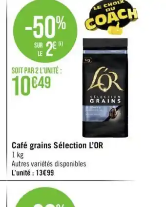 Géant Casino Café grains Sélection L'OR 1 kg offre