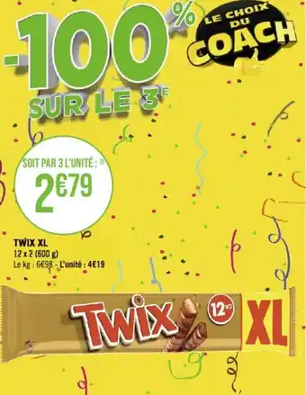 TWIX XL 12 x 2 (600 g) Le kg : 6€98 - L'unité : 4€19