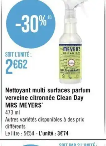 Géant Casino Nettoyant multi surfaces parfum verveine citronnée Clean Day MRS MEYERS* offre