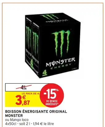 Intermarché Monster boisson énergisante original offre