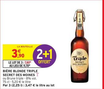 Intermarché Secret des moines bière blonde triple offre