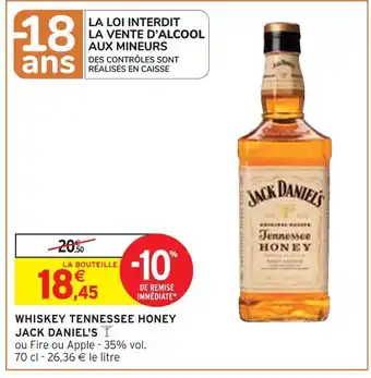 Intermarché Jack daniel's whiskey tennessee honey offre