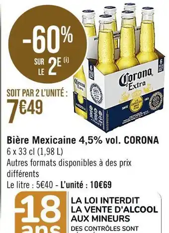 Casino Supermarchés Corona bière mexicaine 4,5% vol. offre